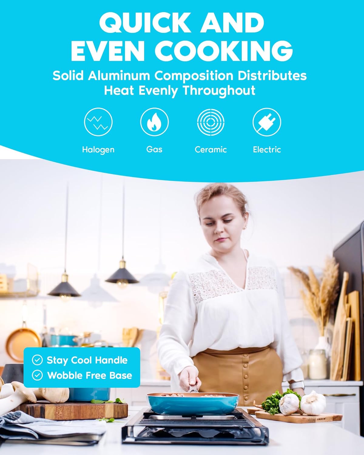 Copper Pots and Pans Set Nonstick Cookware with Ceramic Bakeware, Dishwasher and Oven Safe Z8931