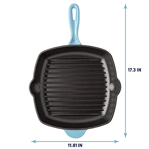 Enameled Cast Iron Square Griddle Grill Pan with Ridges, 11-Inch V2455