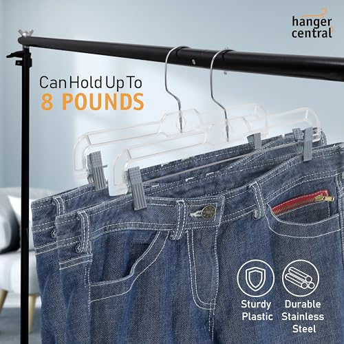 Clear Skirt Hangers with Adjustable Clips, 12 Pack, 14 Inch E18073