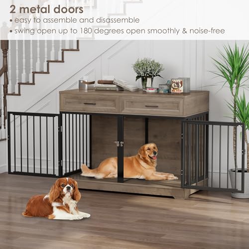 Wooden Dog Crate Furniture with Removable Divider, White J40493