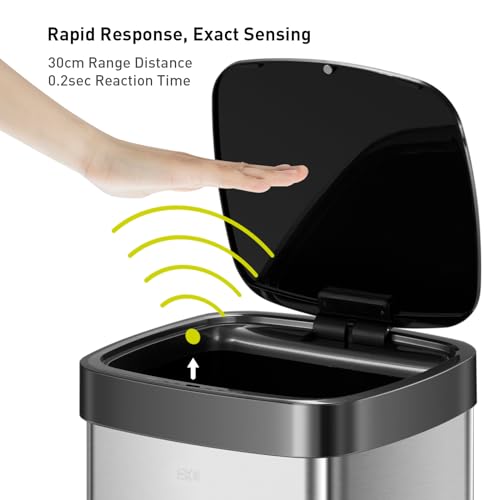 Touchless Motion Sensor Trash Can, 50 Liter, Matte Stainless Steel G2167