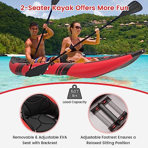 Inflatable 2-Person Kayak Set with Aluminum Oars and Padded Seats K8827