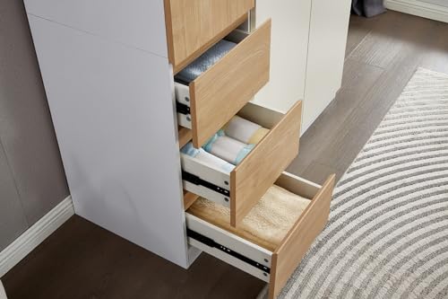 4 Door Wardrobe Closet with Mirror and Drawers T292