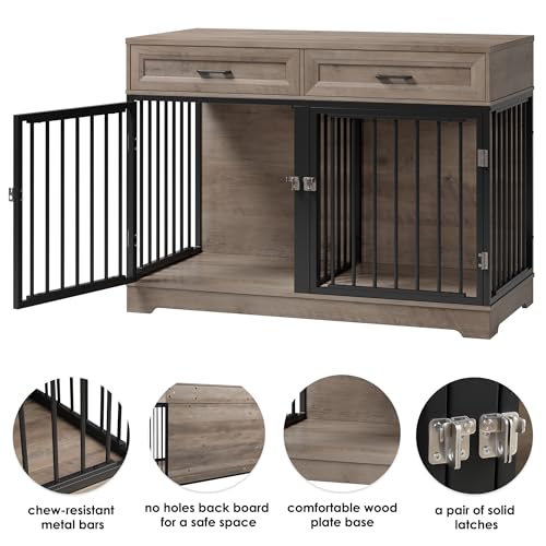 Wooden Dog Crate Furniture with Removable Divider, White J40493