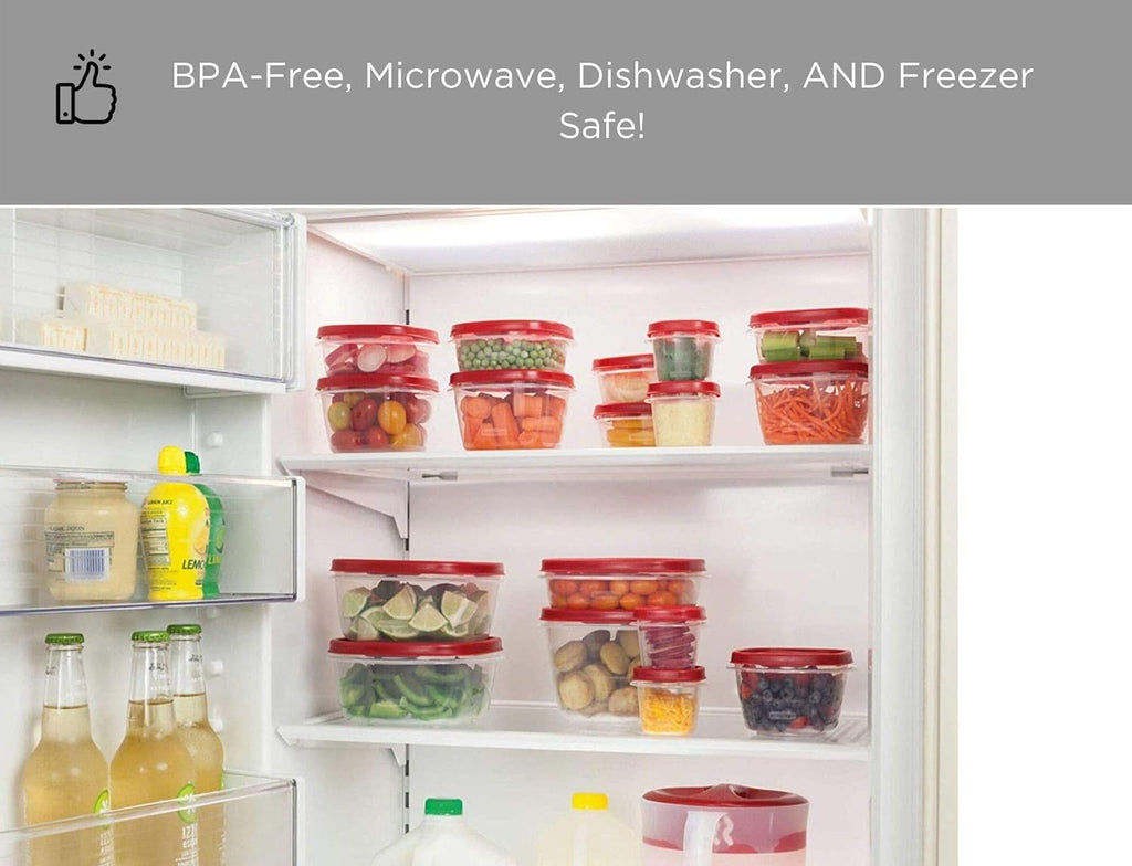 Food Storage Containers with Lids - BPA-Free Plastic - Freezer, Microwave, and Dishwasher Safe - 28 Piece Set V921