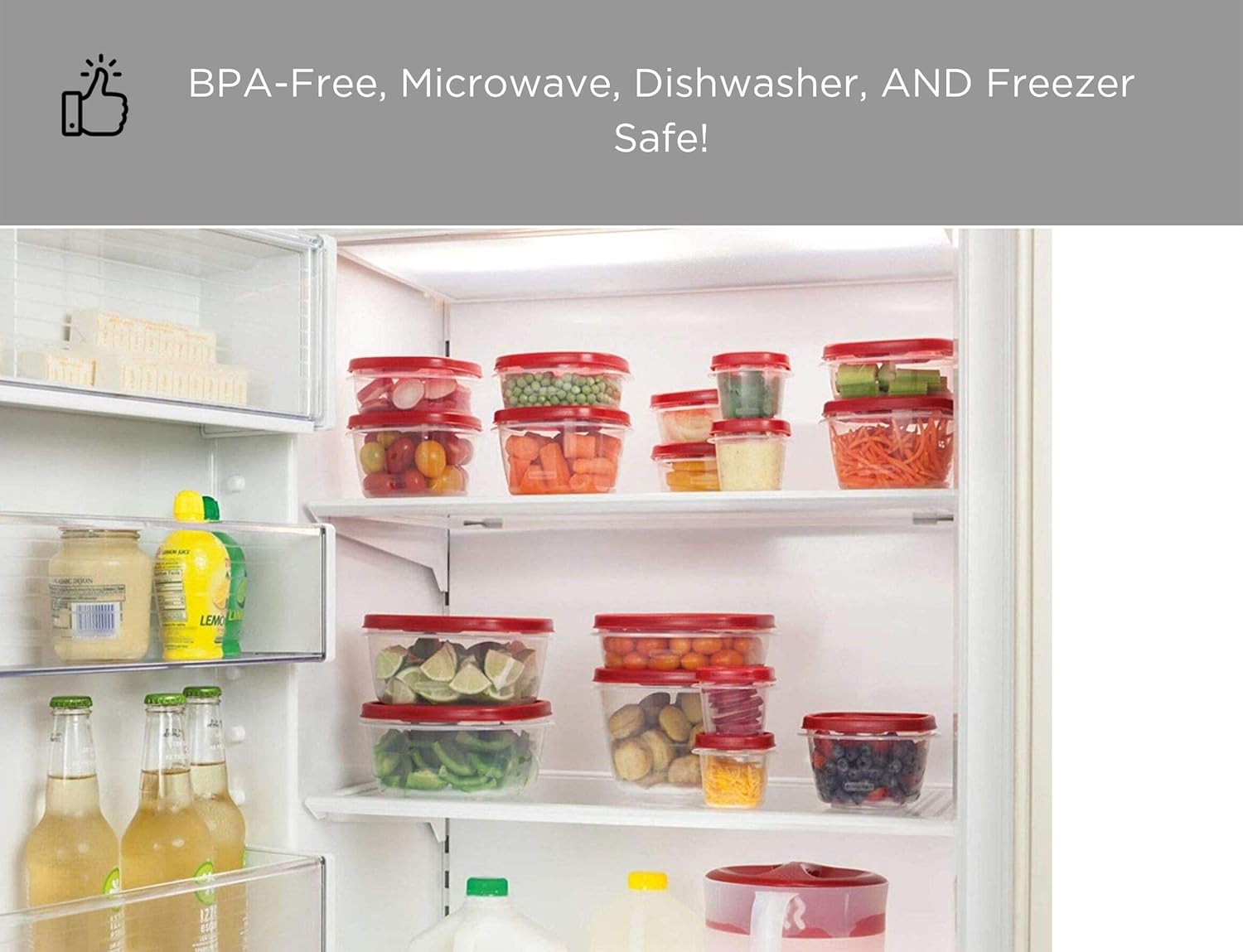 Food Storage Containers with Lids - BPA-Free Plastic - Freezer, Microwave, and Dishwasher Safe - 28 Piece Set V921