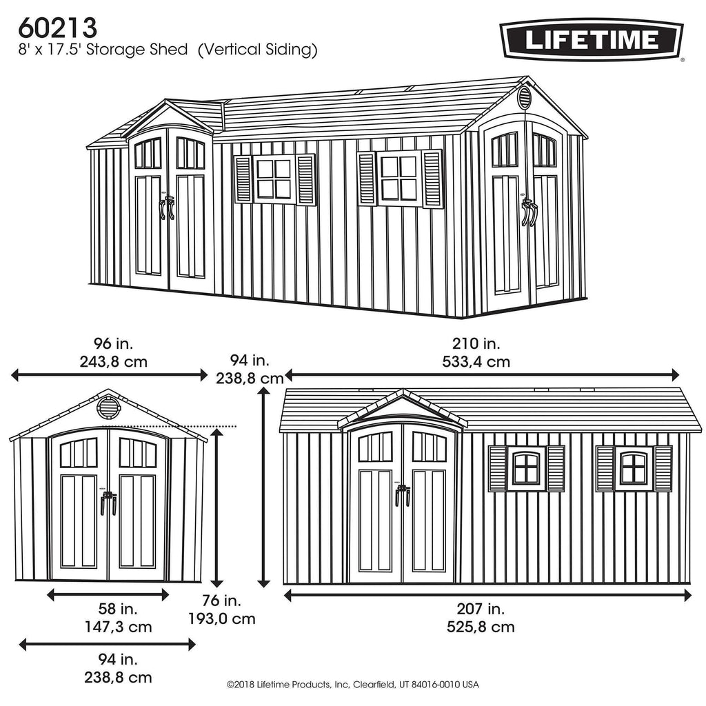Outdoor Storage Shed 17.5 x 8 ft X879656