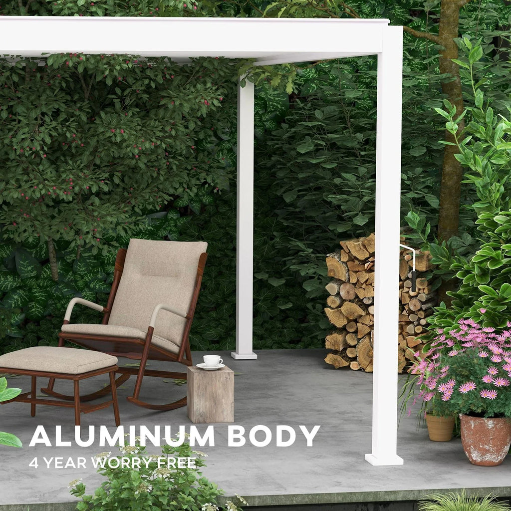Louvered Pergola 10' x 10' Outdoor Aluminum Gazebo with Adjustable Roof E825130