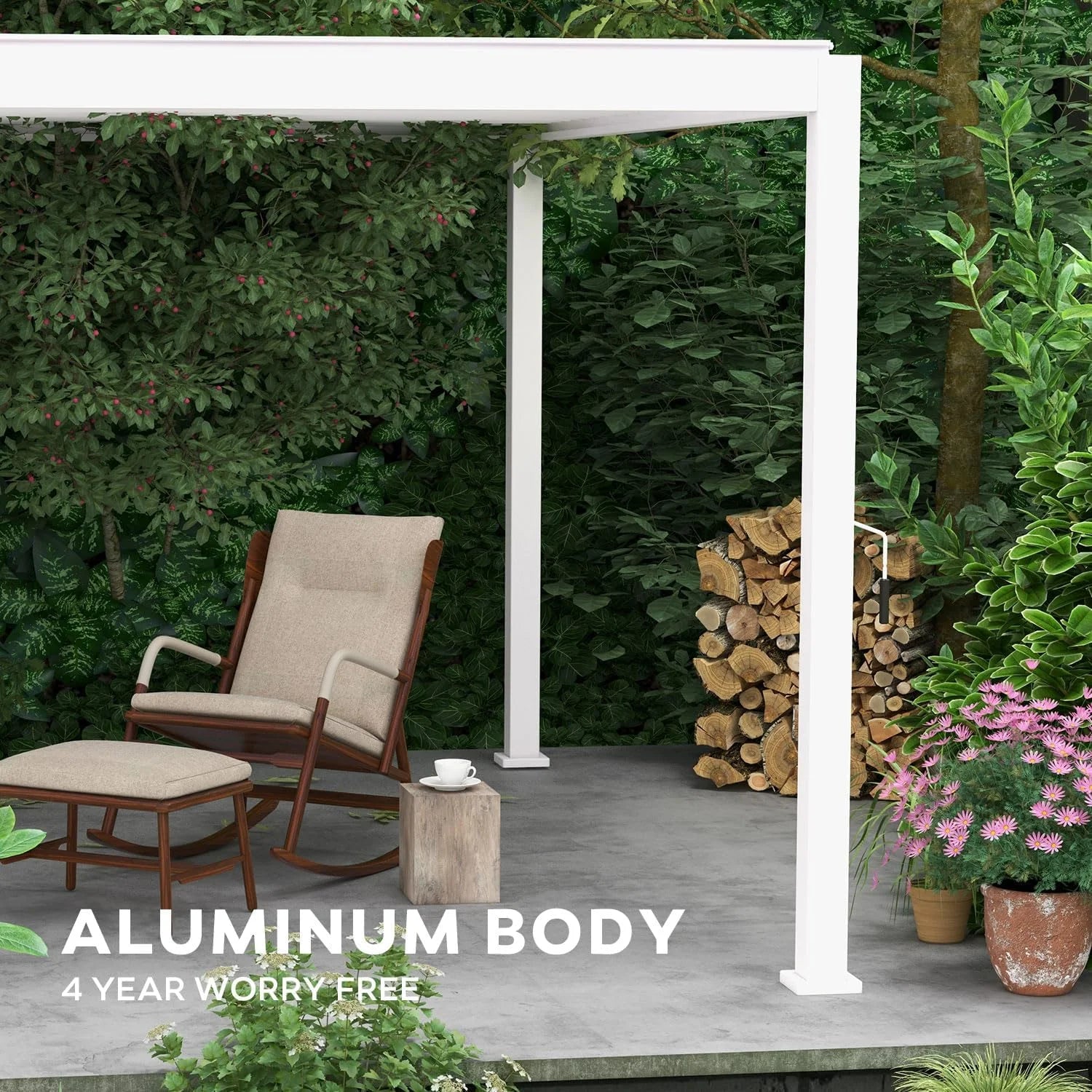 Louvered Pergola 10' x 10' Outdoor Aluminum Gazebo with Adjustable Roof E825130