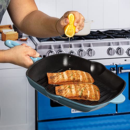 Enameled Cast Iron Square Griddle Grill Pan with Ridges, 11-Inch V2455