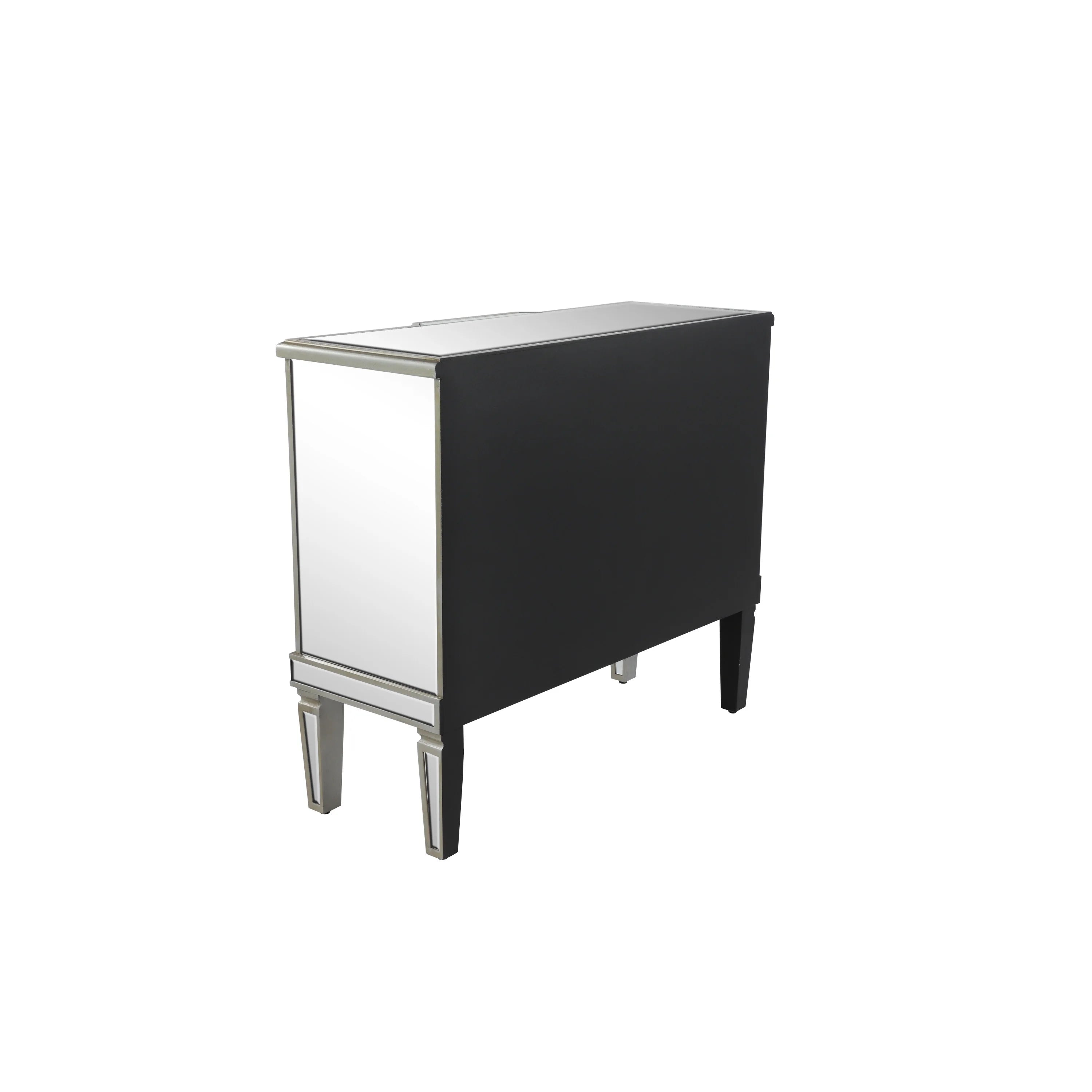 Silver Wood Mirrored Panel Buffet with 4 Drawers, 2 Shelves and 2 Doors D22531