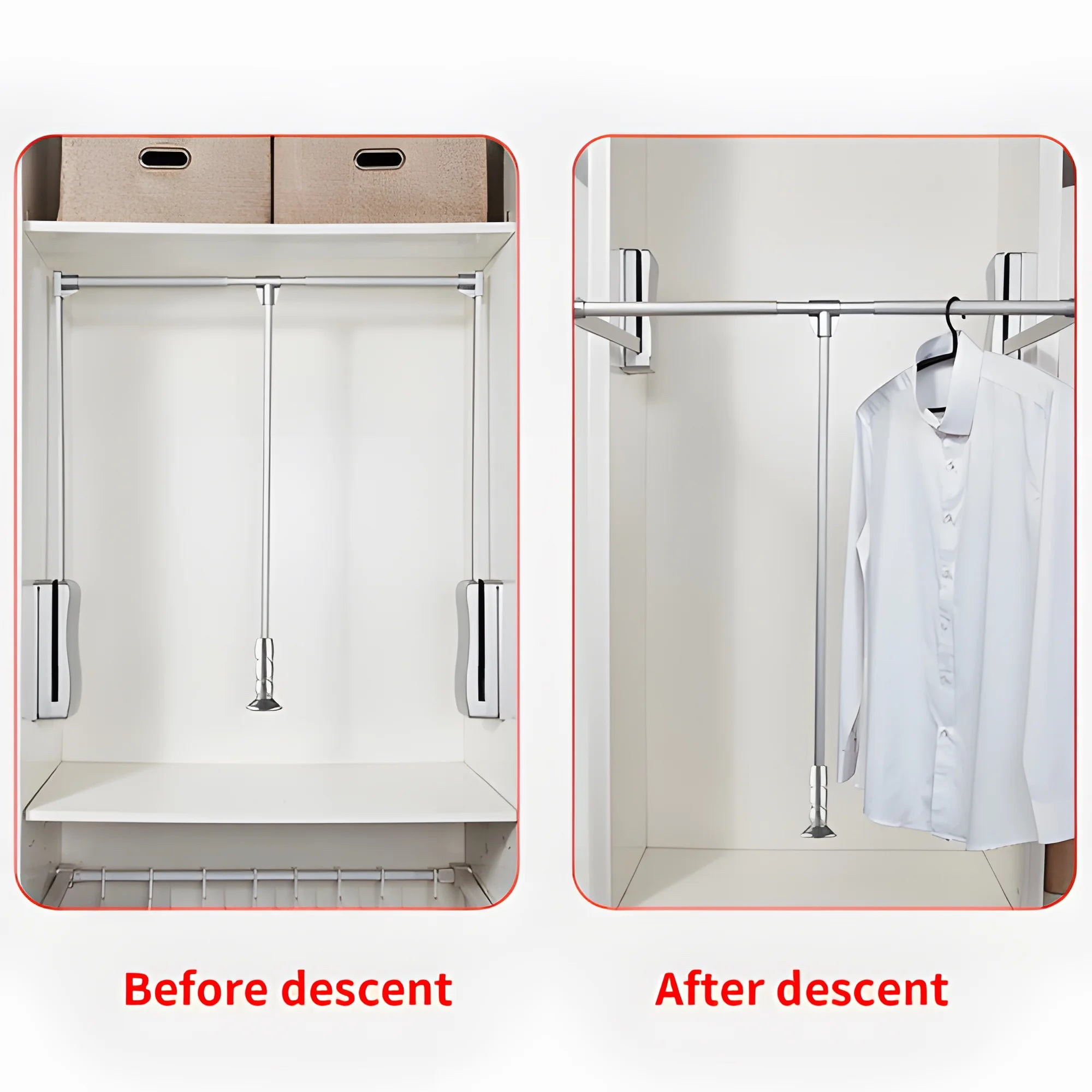Pull Down Closet Rod, Adjustable 35-46.7 inch, Heavy Duty Hanging Clothes Rail J197