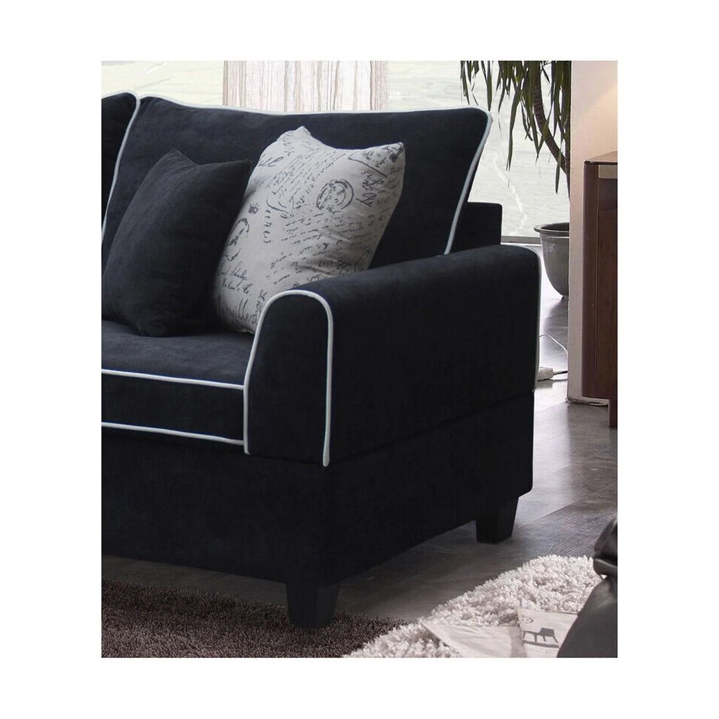 Country Cottage Fabric Sectional Sofa with Chaise and Storage Ottoman N984