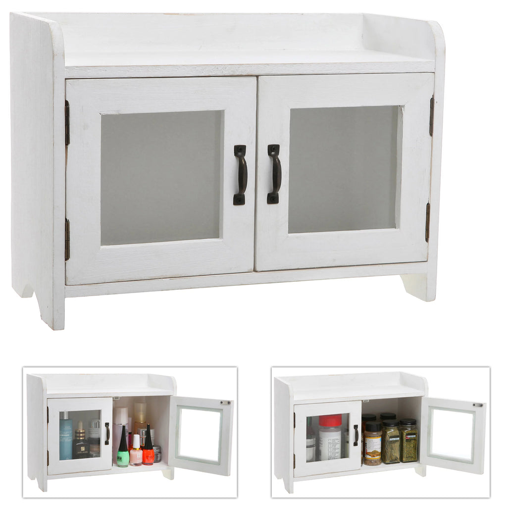 Antique White Wood Countertop Cabinet Organizer E247