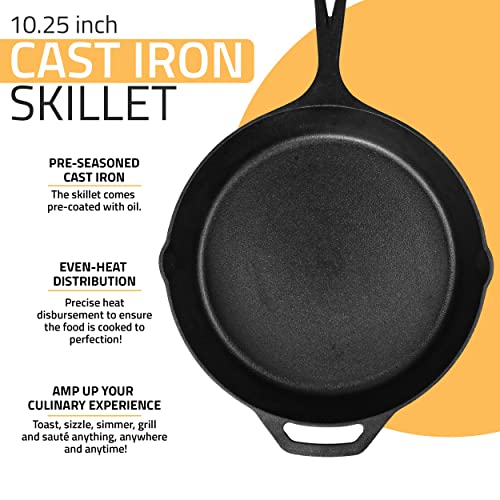 Cast Iron Skillet Frying Pan 10.25 Inch for Indoor and Outdoor Cooking P975827