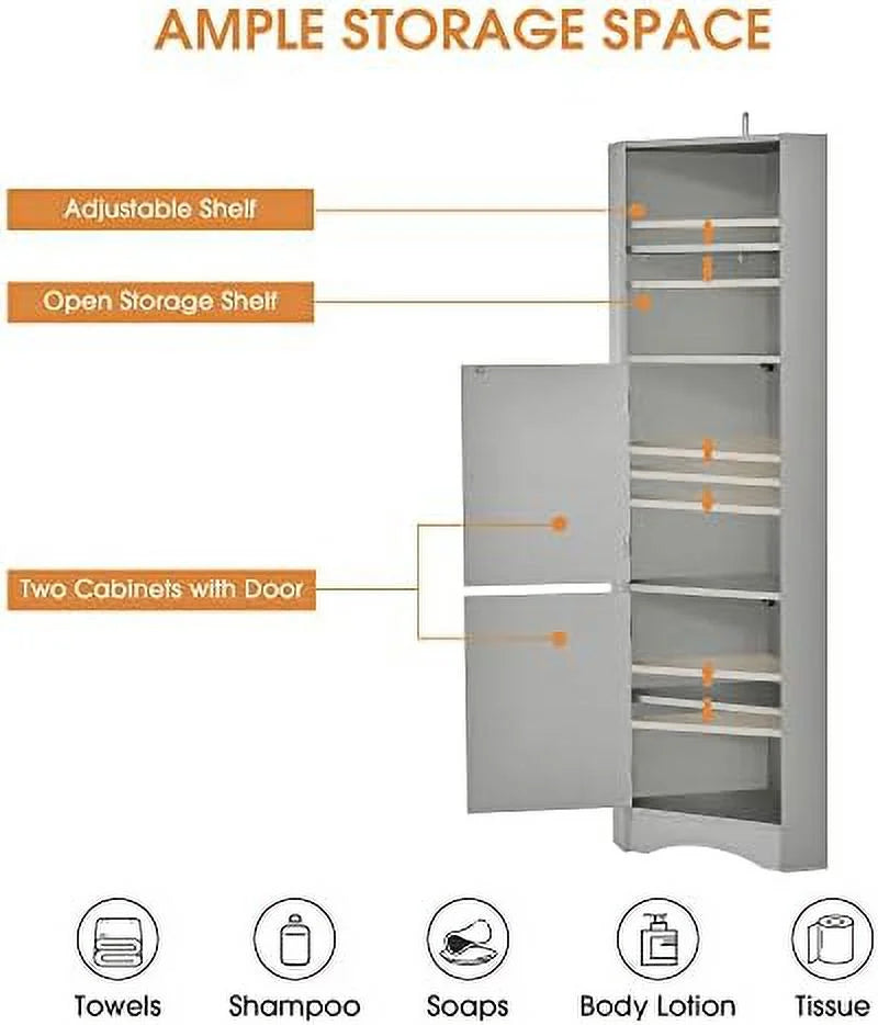 Corner Cabinet with Doors and 2 Adjustable Shelves M2698