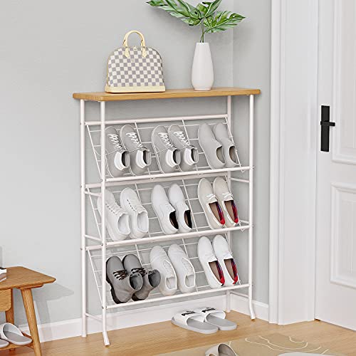 Narrow 4 Tier Metal Shoe Rack for Entryway, Hallway, Bedroom E667