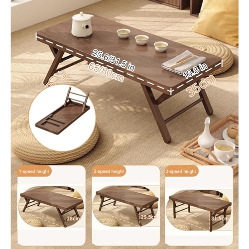 Japanese Low Table, Bamboo Folding Tatami Table for Floor Sitting S335