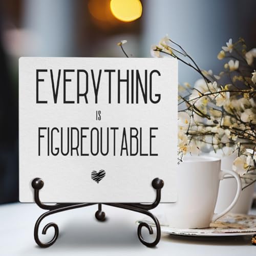 Funny Positive Quotes Wooden Sign for Office Shelf Desk Decor, 5 x 5 Inches A1072