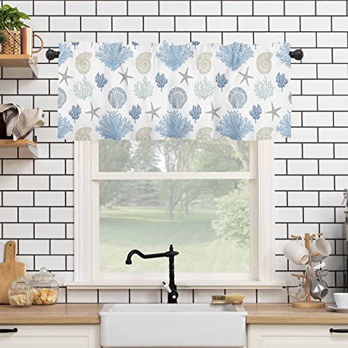 Sage Green Leaf Kitchen Curtain Valance for Windows, Farmhouse Short Topper, 54x18 Inch X416