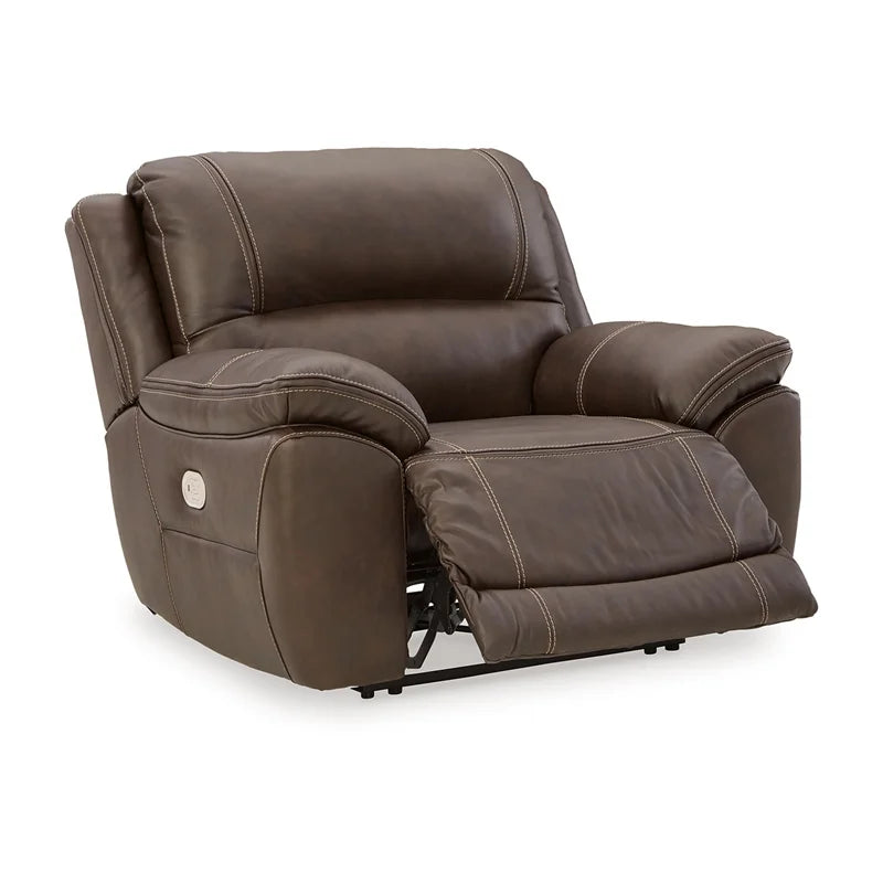 Leather Zero Wall Recliner with Headrest, Dark Brown Y265134