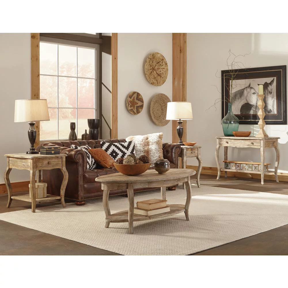 Rustic Reclaimed Media Console Table, Driftwood A55516