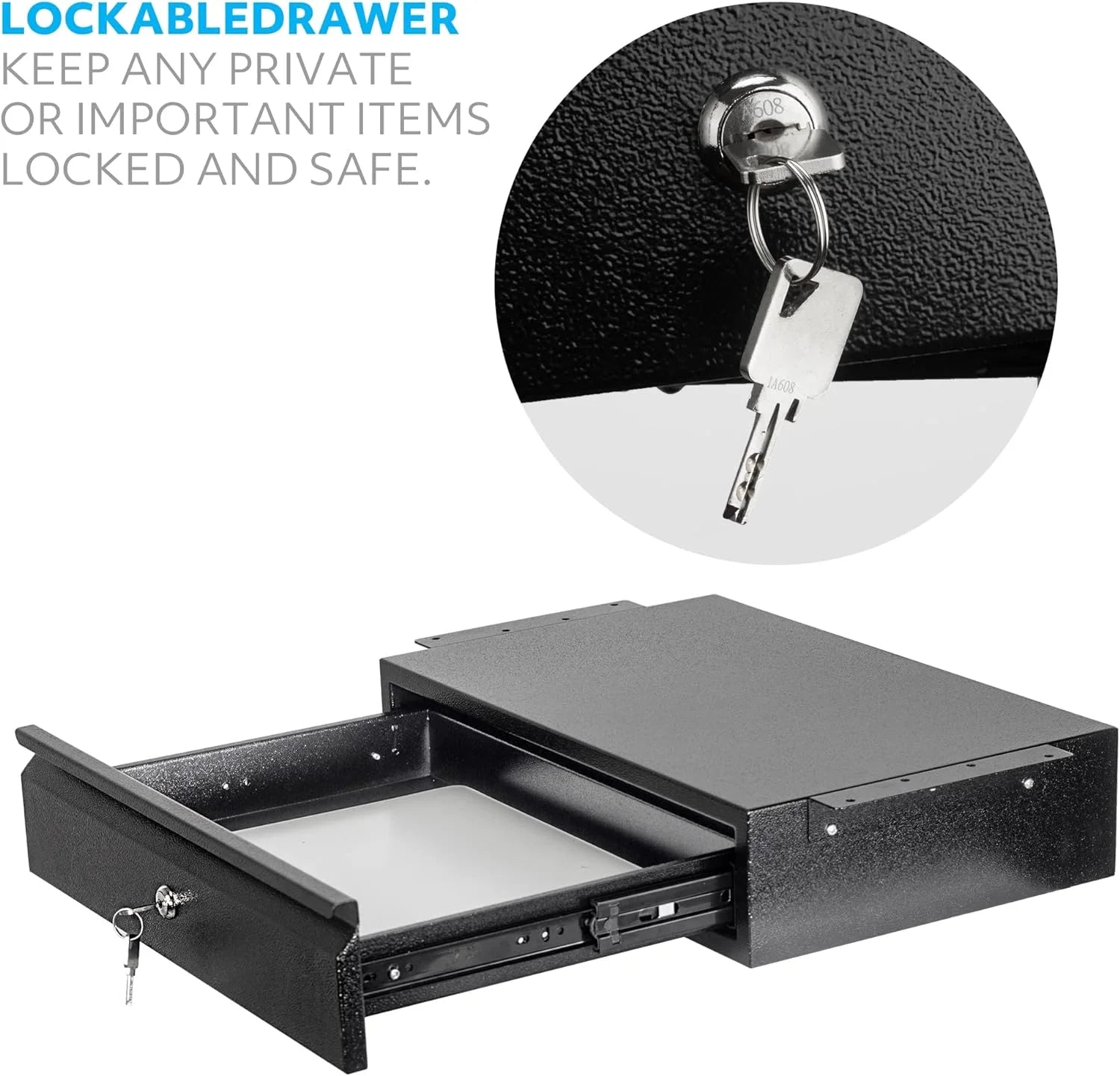 Under Desk Drawer with Lock and Keys, Heavy Duty Attachable Storage I72922