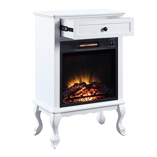 Electric Fireplace with Mantel, 1500W Freestanding Heater with Log Hearth U397