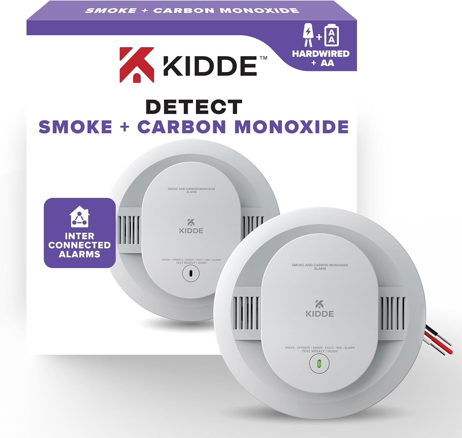 Smoke Detector 2-Pack, Hardwired with Battery Backup J580066