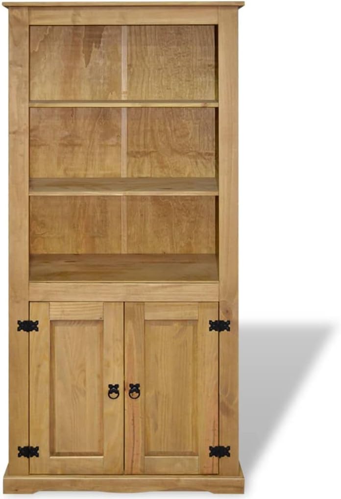 Mexican Pine Cupboard with 3 Open Shelves and 1 Cabinet R99726