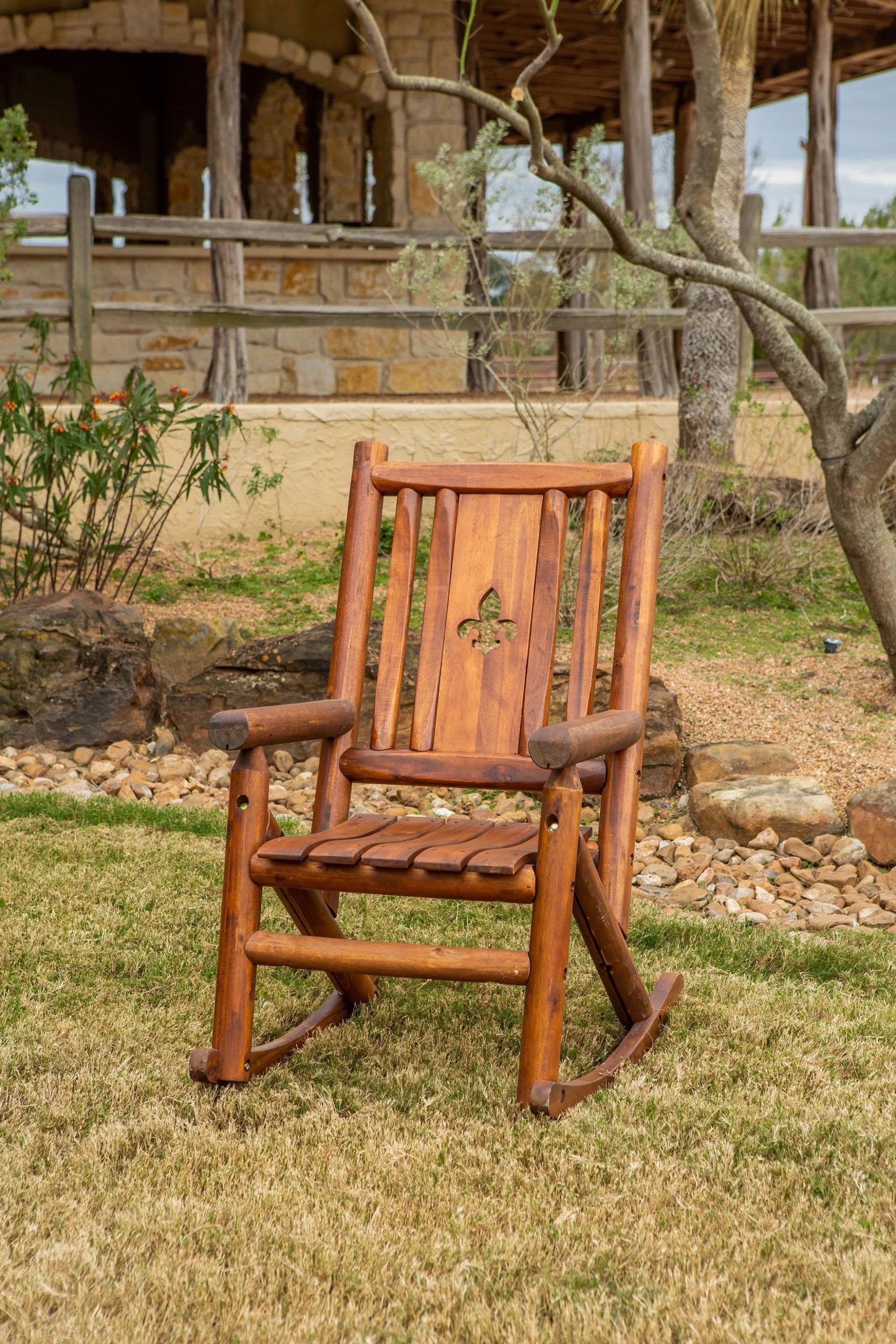 Outdoor Patio Wood Rocking Chair - Brown Q798