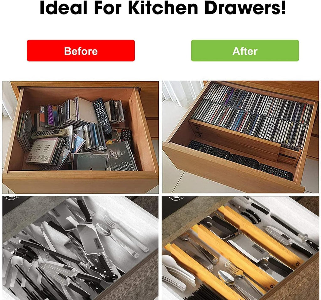 Bamboo Drawer Dividers 16pcs, Expandable 17-22 Inches J8301