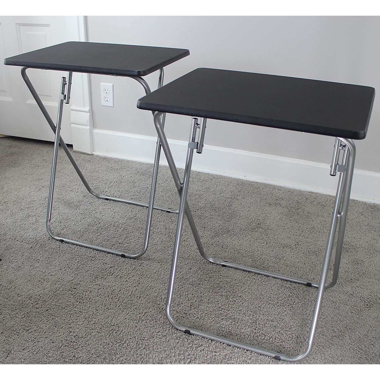 Folding TV Tray Tables for Eating, Black, Set of 2 C8742