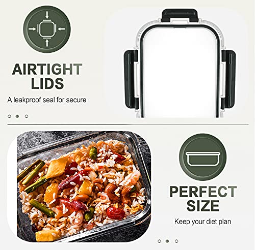 10 Pack 30 oz Glass Meal Prep Containers with Airtight Lids J13186