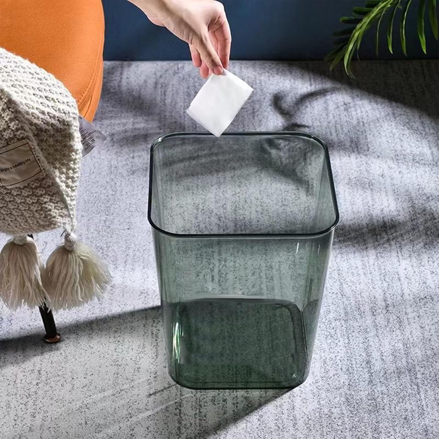 Acrylic Trash Can, Transparent Large Capacity Wastebasket Q37119