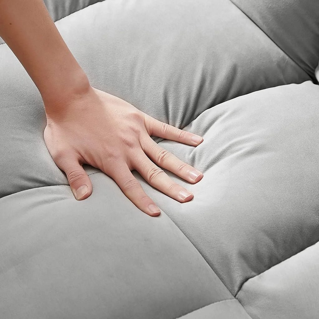 Pull Out Sleeper Sofa with Toss Pillows, Velvet Loveseat with Adjustable Backrest S57375