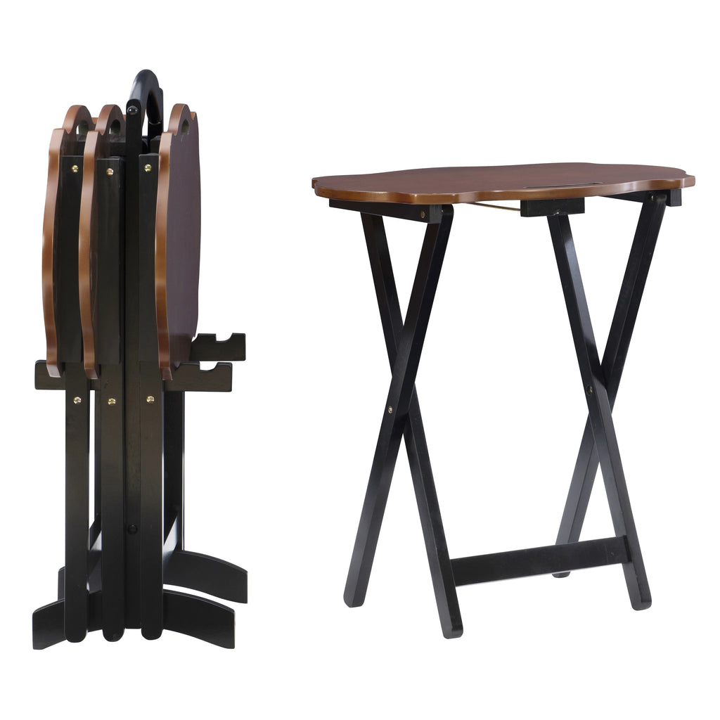 Folding Side Table 5-Piece Set with Stand, 26" Tall Y26089