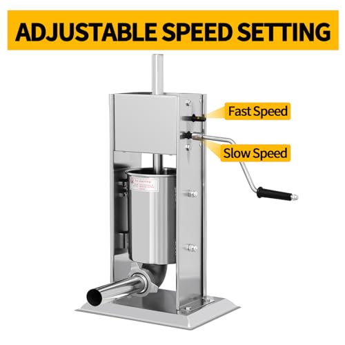 Vertical Sausage Stuffer 7L, Stainless Steel Meat Filling Machine with 5 Tubes N7201