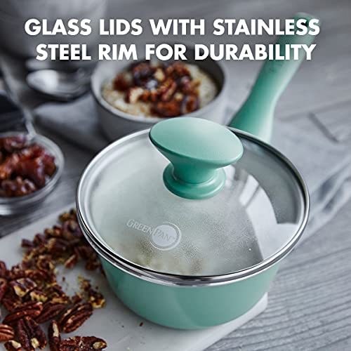 Ceramic Nonstick 2QT Saucepan with Lid, Dishwasher Safe, Turquoise L7668