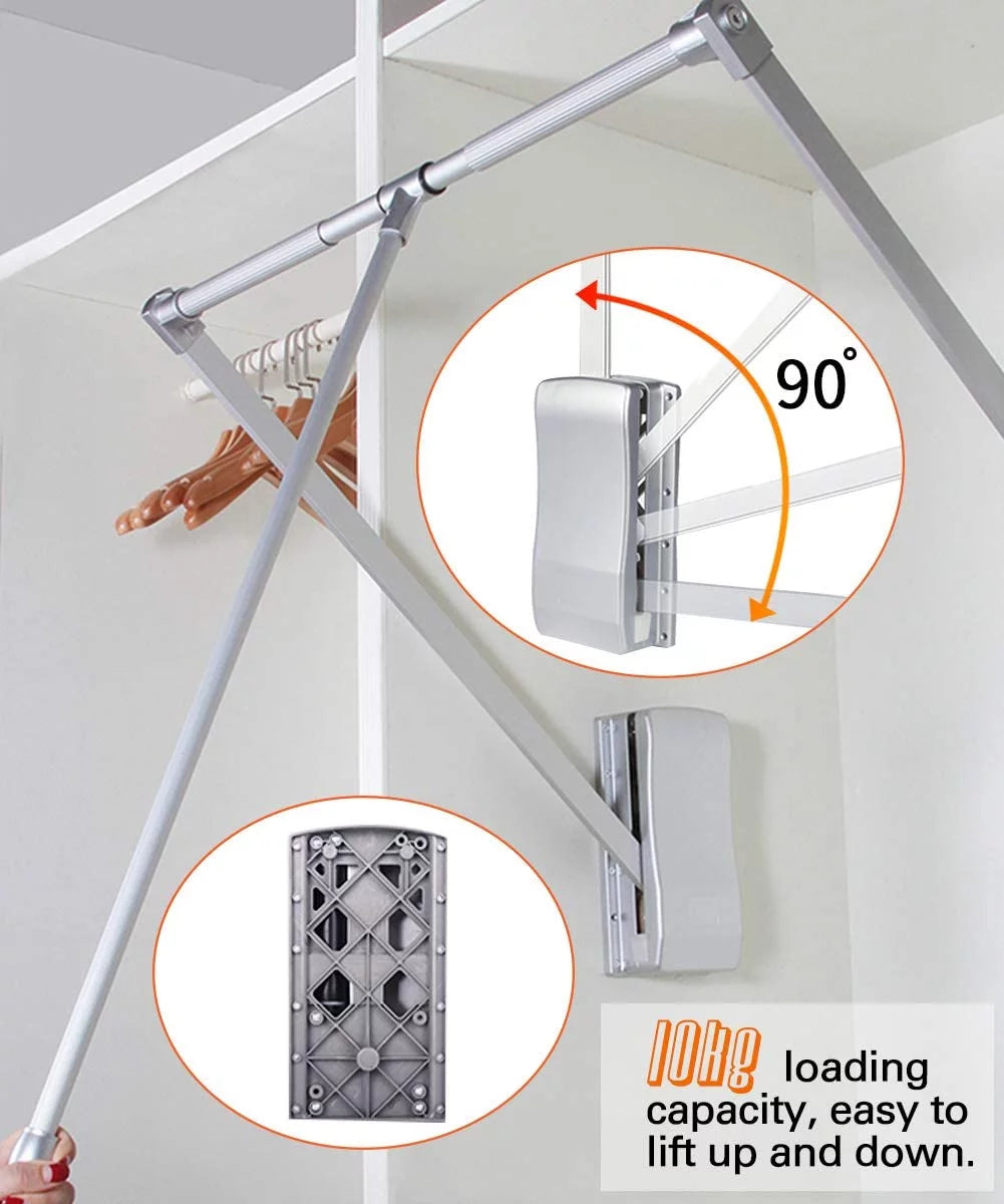 Pull Down Closet Rod, Adjustable 35-46.7 inch, Heavy Duty Hanging Clothes Rail J197
