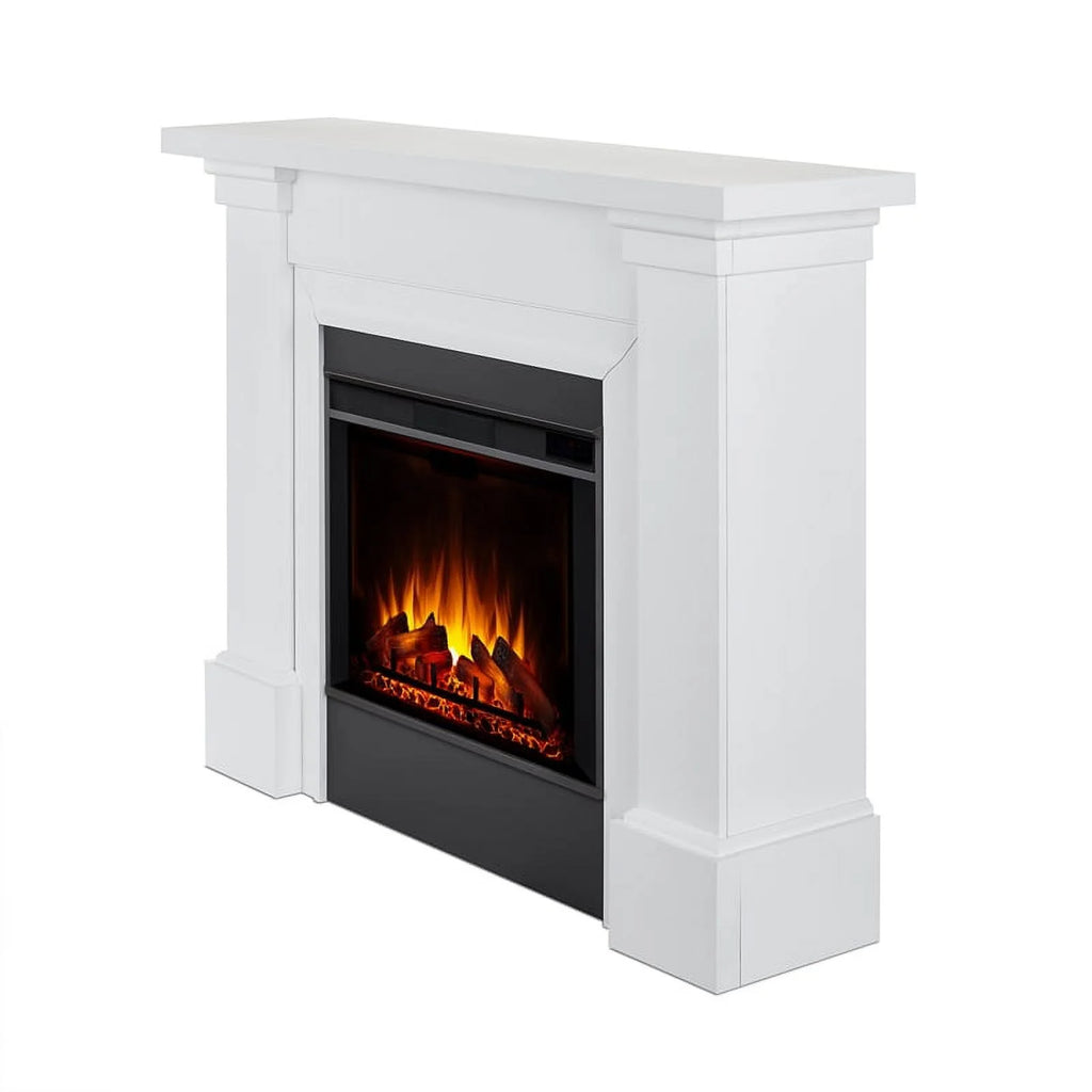 Modern Wood Grand Electric Fireplace in White P17323