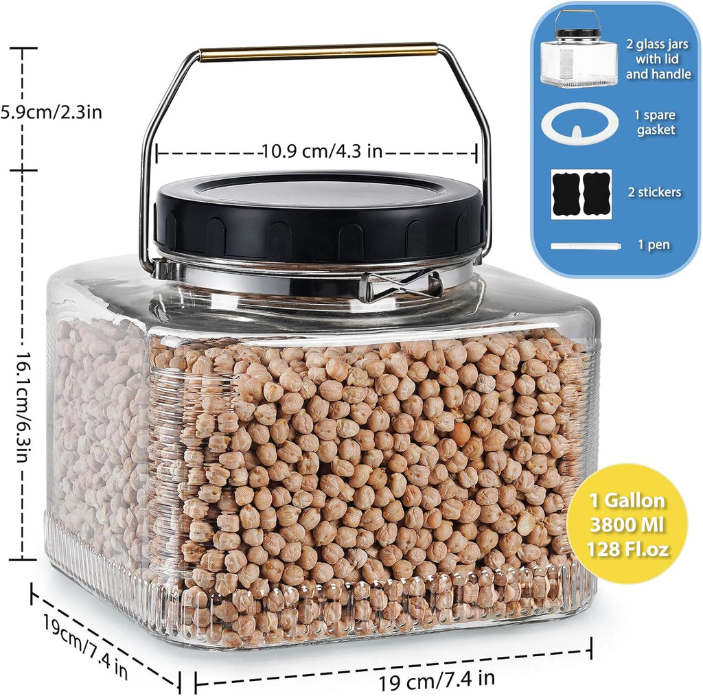 Glass Jar with Airtight Lid, Wide Mouth, 2 Pack L9390