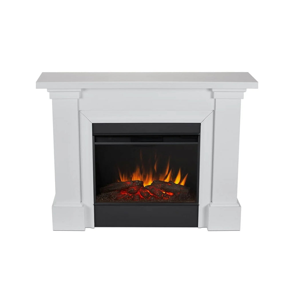 Modern Wood Grand Electric Fireplace in White P17323
