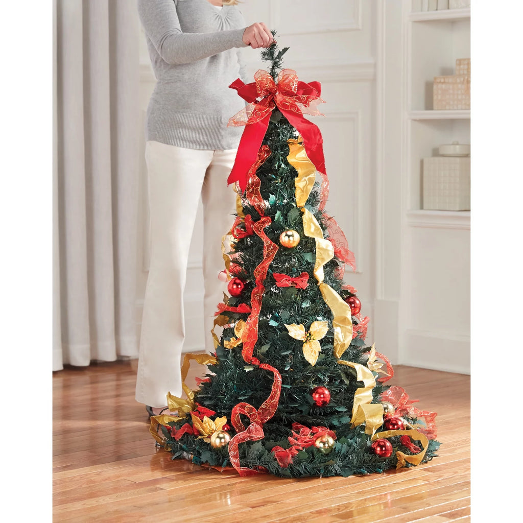 Pre-Lit 6 Foot Pop-Up Christmas Tree, Red White U131