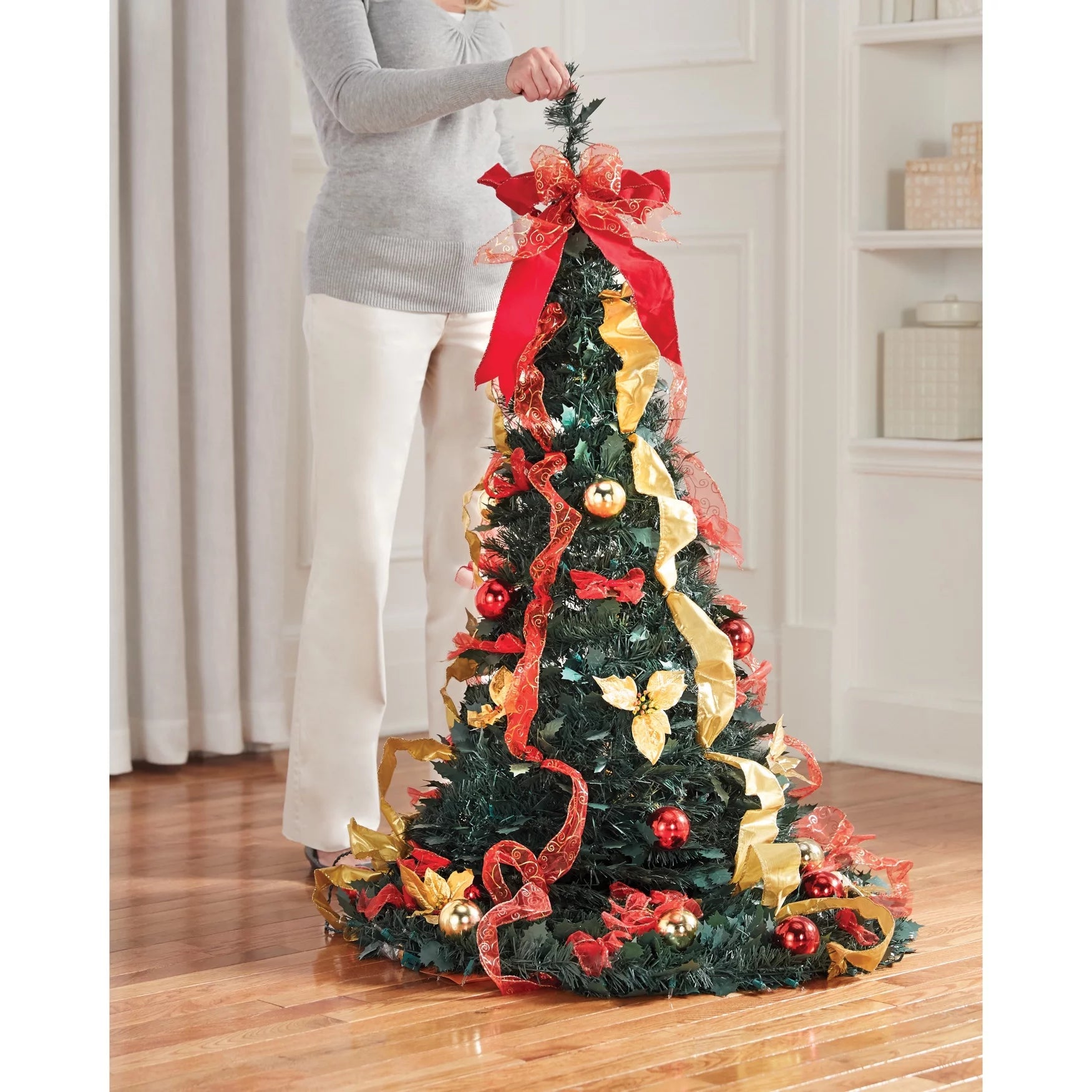 Pre-Lit 6 Foot Pop-Up Christmas Tree, Red White U131