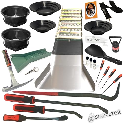 Gold Mining Kit with 50 Inch Folding Sluice Box and Prospecting Tools L5576