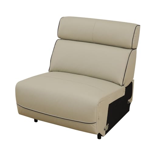 Beige Leather and PVC 3-Piece Recliner Sofa Set M6136