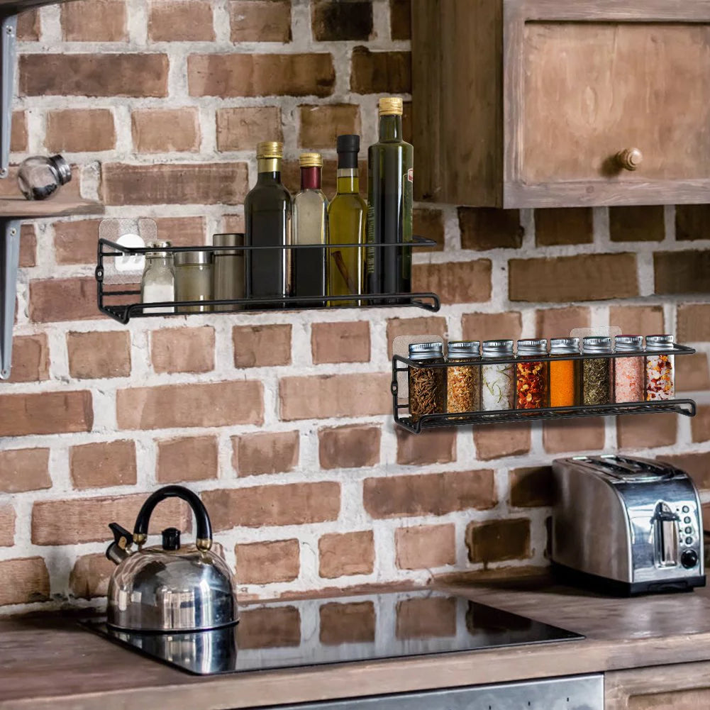 Spice Rack Organizer, Punch-free Hanging for Kitchen Wall Cabinet Y650924