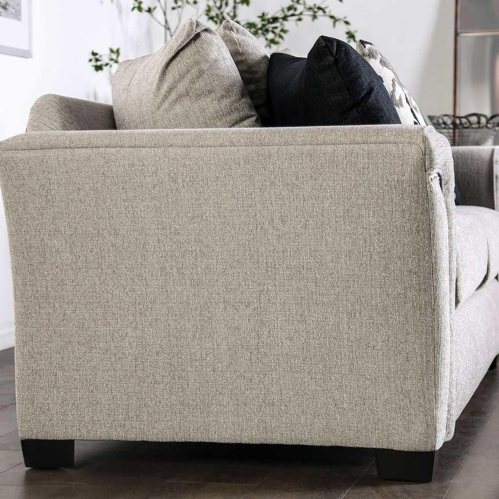 Transitional Light Taupe Fabric Upholstered Sofa with Flared Arms K372