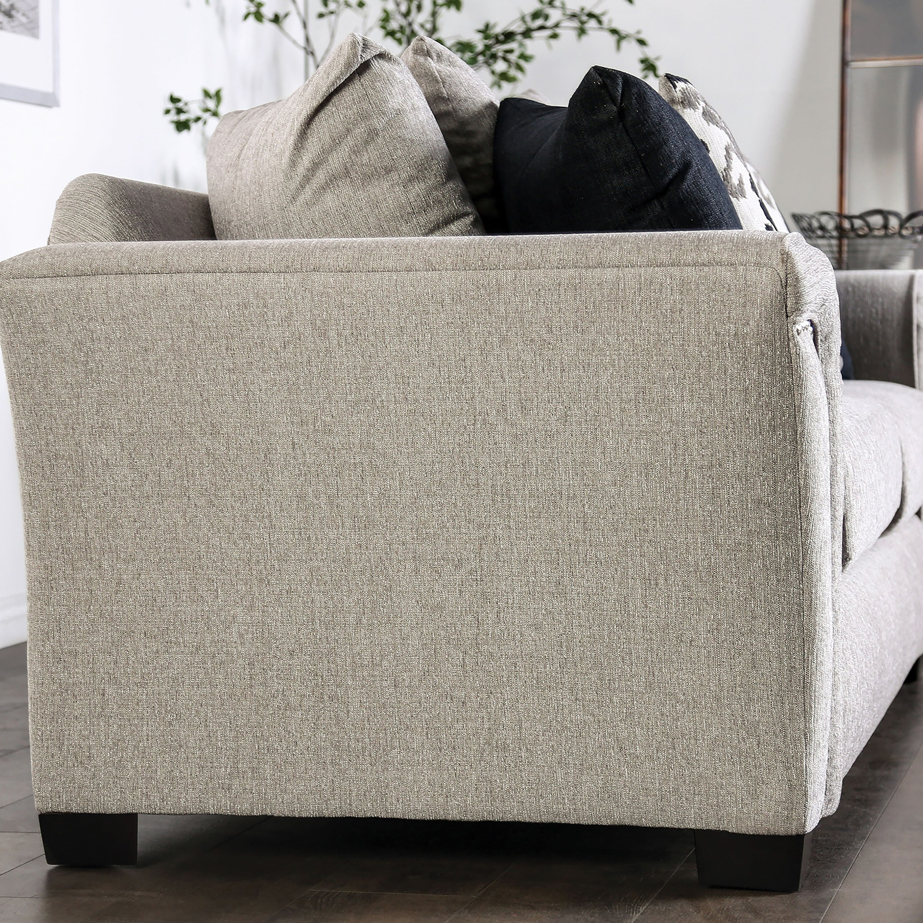 Transitional Light Taupe Fabric Upholstered Sofa with Flared Arms K372